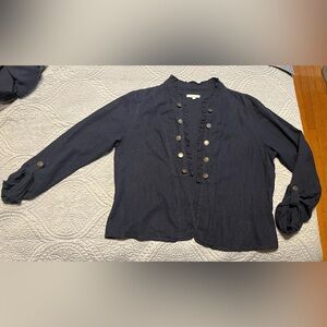 Maurice’s women’s large navy linen lightweight jacket- military style